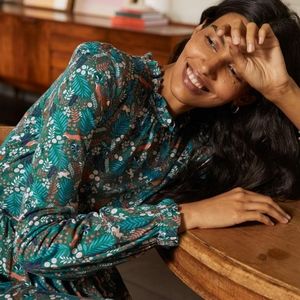 Euc Boden Clara Jersey midi dress in enchanted forest size 8